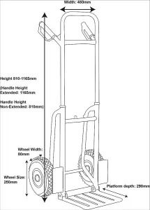 Sack Truck with Pneumatic Tyres 200kg Folding Toe