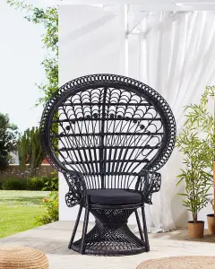 Peacock Chair EMMANUELLE Rattan Black