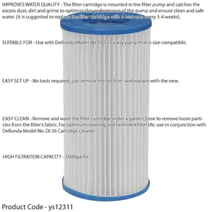 106 x 203mm Swimming Pool Filter Cartridge Replacement New Water Filtration Pod