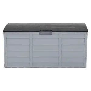 290L Waterproof Lockable Outdoor Garden Storage Box with Wheels, Black and Light Grey