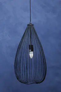 Interiors By Premier Sleek Teardrop Black Finish Pendant Light, Effortlessly Maintained Down Light Wall, Sturdy Ceiling Light