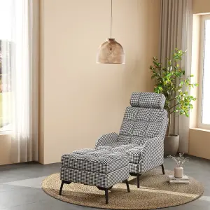 Fabric Upholstered Recliner Chair Sofa Chair Reclining Lounge Armchair with Footstool