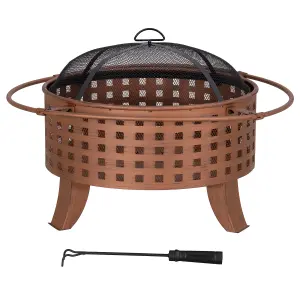 SUNJOY 83cm Wood Burning Fire Pit Garden Backyard Outdoor Fire Pit Includes Lid & Poker