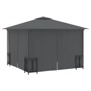 Berkfield Gazebo with Sidewalls&Double Roofs 3x3 m Anthracite