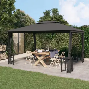 Berkfield Gazebo with Sidewalls&Double Roofs 3x4 m Anthracite