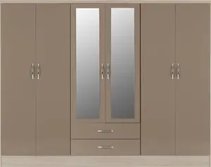 Cascio 6 Door Wardrobe Zipcode Design Finish: Brown