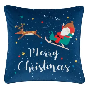 Catherine Lansfield Living Santa's Christmas Wonderland 45x45cm Cushion Navy