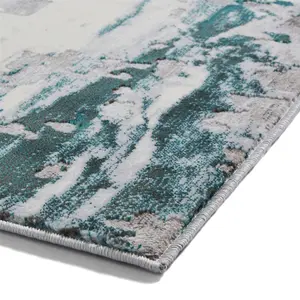 Grey Green Abstract Modern Easy To Clean Abstract Rug For Dining Room-120cm X 170cm