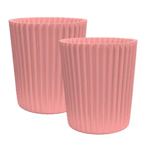 simpa 2PC XL Pink Wave Plastic Planters.