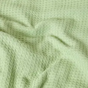 Homescapes Organic Cotton Waffle Blanket/ Throw Sage Green, 178 x 228 cm