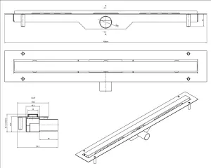 Linear shower drain channel in Copper Polished stainless steel