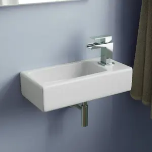 Nes Home Bathroom Wall Hung Cloakroom Ceramic Compact Basin Sink Right Hand