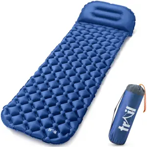 Lightweight Sleeping Mat With Pillow Ultra Light Inflatable Camping Mattress 5.5cm - Blue