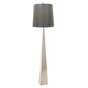 Floor Lamp Steel Tapered Column Dark Grey Shade Polished Nickel LED E27 100W