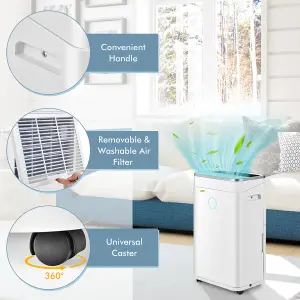 Costway 25L/Day Home Dehumidifier w/ Auto Drainage 24H Timer Overflow Protection Laundry Dehumidifier 6.5L Water Tank