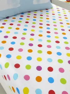 Sunny Rainbow Dots Single Fitted Sheet and Pillowcase Set