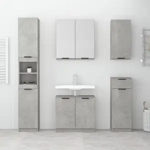 Berkfield Bathroom Cabinet Concrete Grey 32x34x188.5 cm Engineered Wood