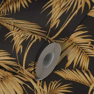 Lola Paris Palm Motif Wallpaper Black / Gold AS Creation 36919-5