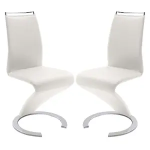 Summer Z White Faux Leather Dining Chairs In Pair