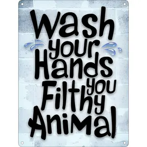 Grindstore Wash Your Hands You Filthy Animal Mini Plaque Blue/Black (One Size)