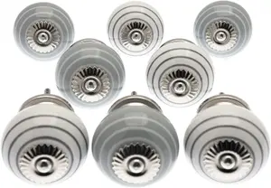 MangoTreeKnobs - Mixed Set of Vintage Grey & White Cupboard Knobs x Pack 8 (MG-613)