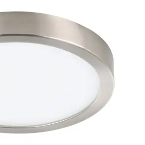 Eglo Fueva-Z Round Satin Nickel Smart Control Colour Changing LED Ceiling Light, (D) 21cm