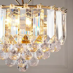 3 Light Chandelier Pendant BRASS & ACRYLIC Shade Hanging Ceiling Lamp Holder