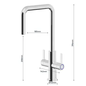 GoodHome kamut Chrome-plated Kitchen Twin lever Tap