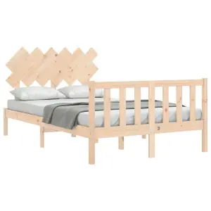 Berkfield Bed Frame with Headboard Small Double Solid Wood