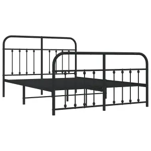 Berkfield Metal Bed Frame with Headboard and Footboard Black 135x190 cm