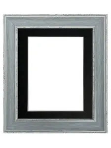 Scandi Distressed Blue Frame with Black Mount for Image Size 8 x 6 Inch