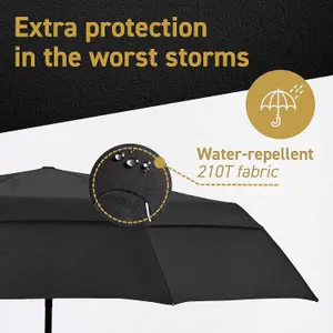 EEZ-Y Compact Travel Umbrella w/ Windproof Double Canopy Construction