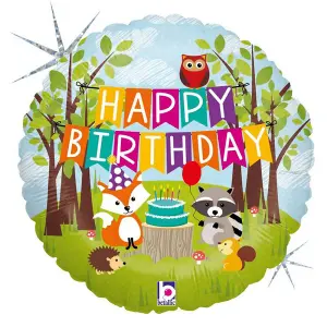 Oaktree Woodland Holographic Happy Birthday Foil Balloon Multicoloured (One Size)