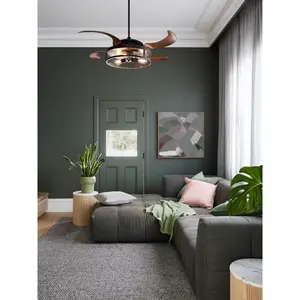 122 Cm Ceiling Fan Adilene With Remote Control Oil Rubbed Bronze with Brown Blades