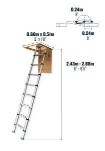 Werner Aluminium Telescopic Loft Ladder 2.9m