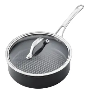 Anolon X SearTech Black Round Aluminium Induction Suitable Dishwasher Safe Non-Stick Saute Pan with Lid