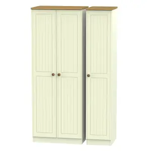 Ready assembled Contemporary Matt cream oak effect Tall Triple Wardrobe (H)1970mm (W)1110mm (D)530mm