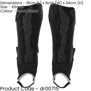 XS - Football Shin Pads & Ankle Guards BLACK/BLACK High Impact Slip On Leg Cover