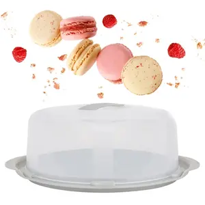 Clear Plastic Round Cake Box Storage Container With Lid & Carry Handles