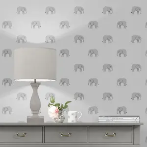 Sophie Allport Grey Wildlife Pearl effect Embossed Wallpaper