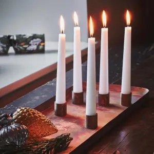 Copper Rectangle Centrepiece Metal with Magnetic Candle Holders H2.5Cm W60cm D20Cm