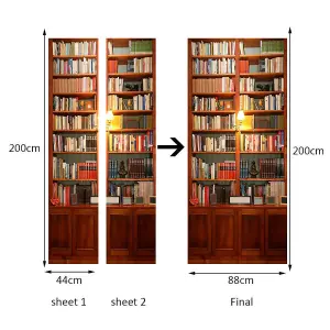 Walplus Uk Door Mural Bookcase Office Decor Home Decoration Self-Adhesive Stickers  88Cm