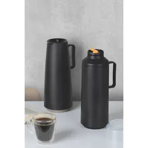 Tramontina 1L Thermal Flask with Cup Lid and Interior Glass Container Black