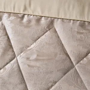 Catherine Lansfield Bedroom Damask Jacquard Quilted 240x260cm Bedspread Champagne Gold