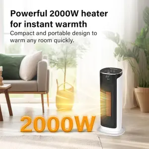 2000W Electric Heater Energy Efficient Space Heaters Thermostat 75 Degrees Oscillating - White