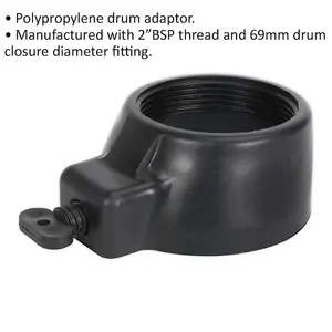 69mm Multi-Neck Drum Adaptor - 2" BSP Thread - PP Material - Oil Drum Adaptor