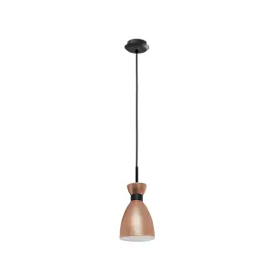 Luminosa Retro 1 Light Ceiling Pendant White, Copper, E14