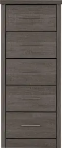 Lisbon 5 Drawer Narrow Chest in Black Wood Grain