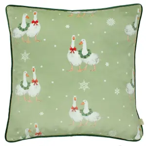 Winter Geese Printed Polyester Filled Cushion