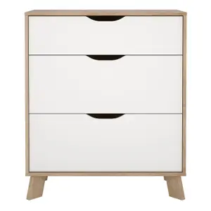 Ikast Chest 3 Drawers in Jackson Hickory and White